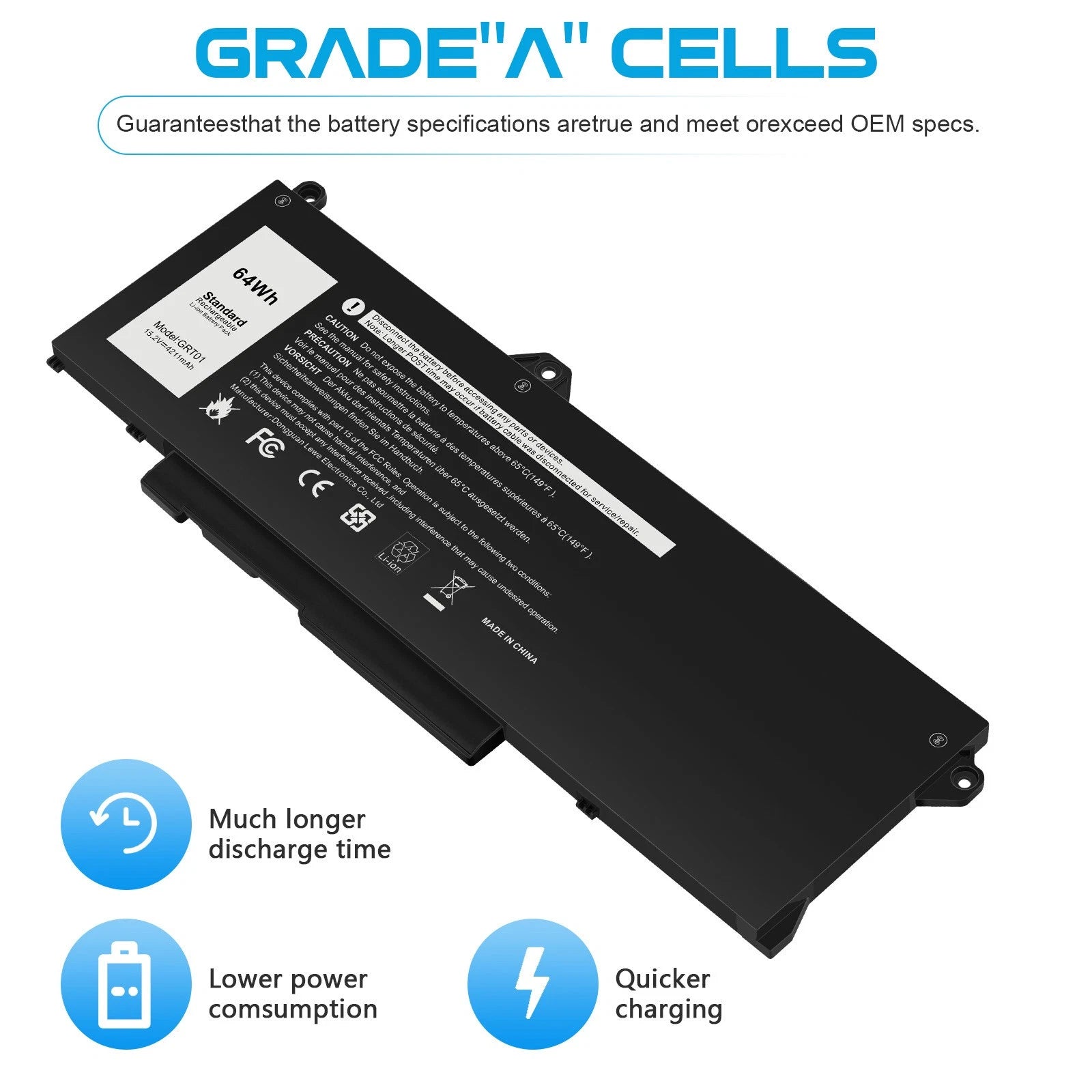 GRT01 Battery For Dell Latitude 5421 / 5431/ 5521 /5531 Precision 3561/3571/3470