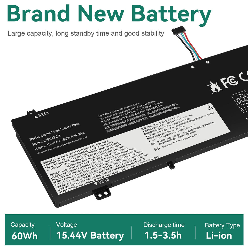 60WH L19C4PDB L19M4PDB Battery For Lenovo ThinkBook 14s Yoga14 15 G2 G3 G4 4Cell