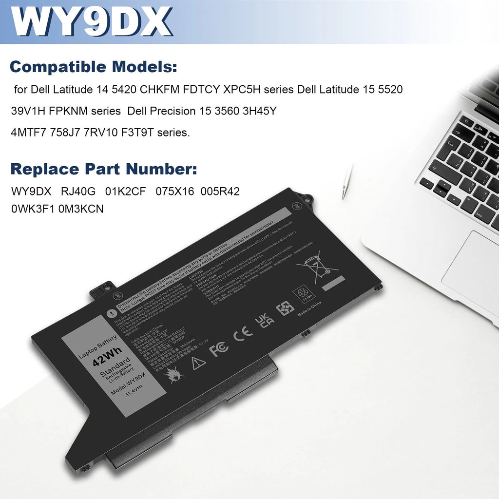 ??LOT Replace WY9DX Battery For Dell Latitude 14 5420 15 5520 Precision 15 3560