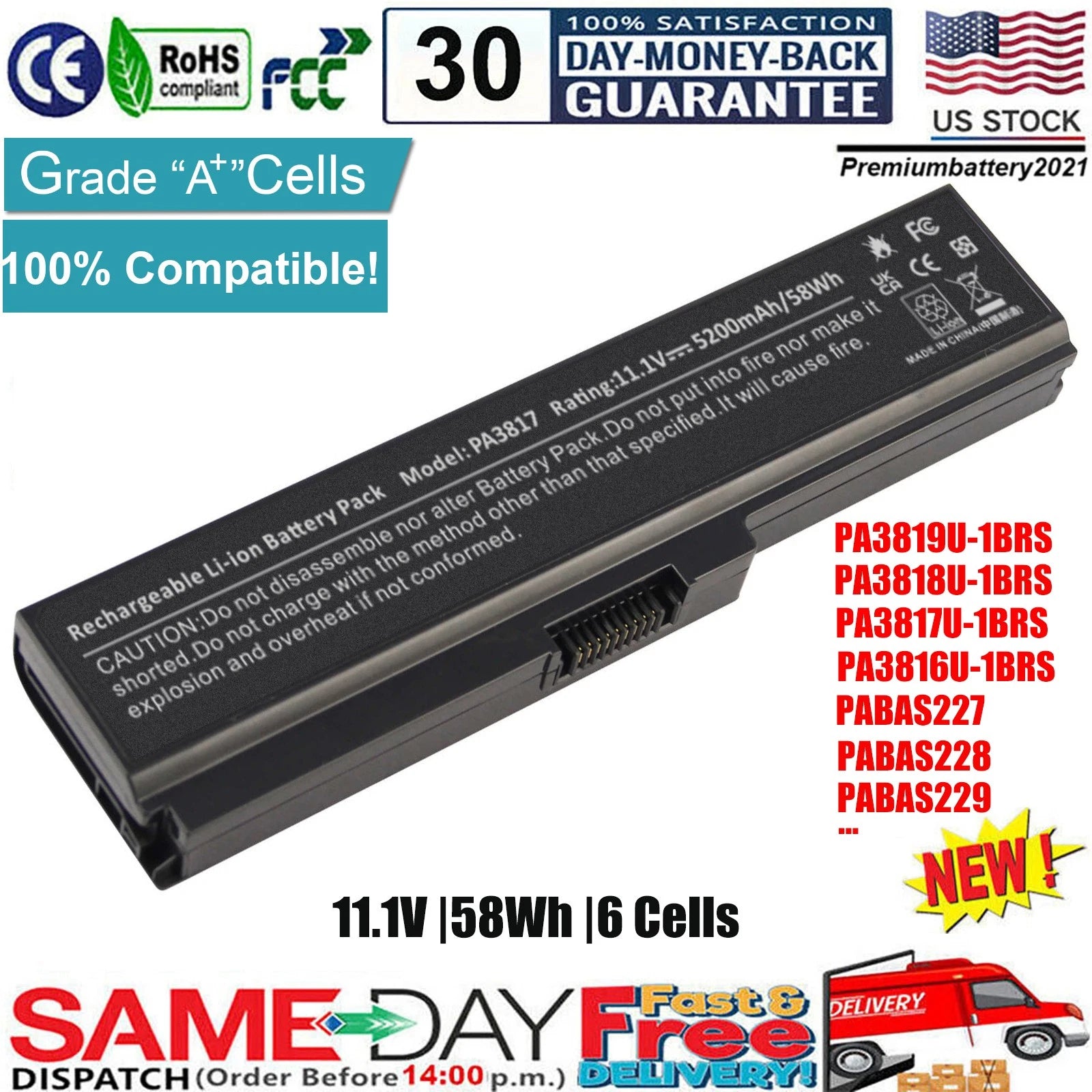 ?PA3817U-1BRS Battery For Toshiba Satellite L700 L735 L740 L745 L755 L755D NEW