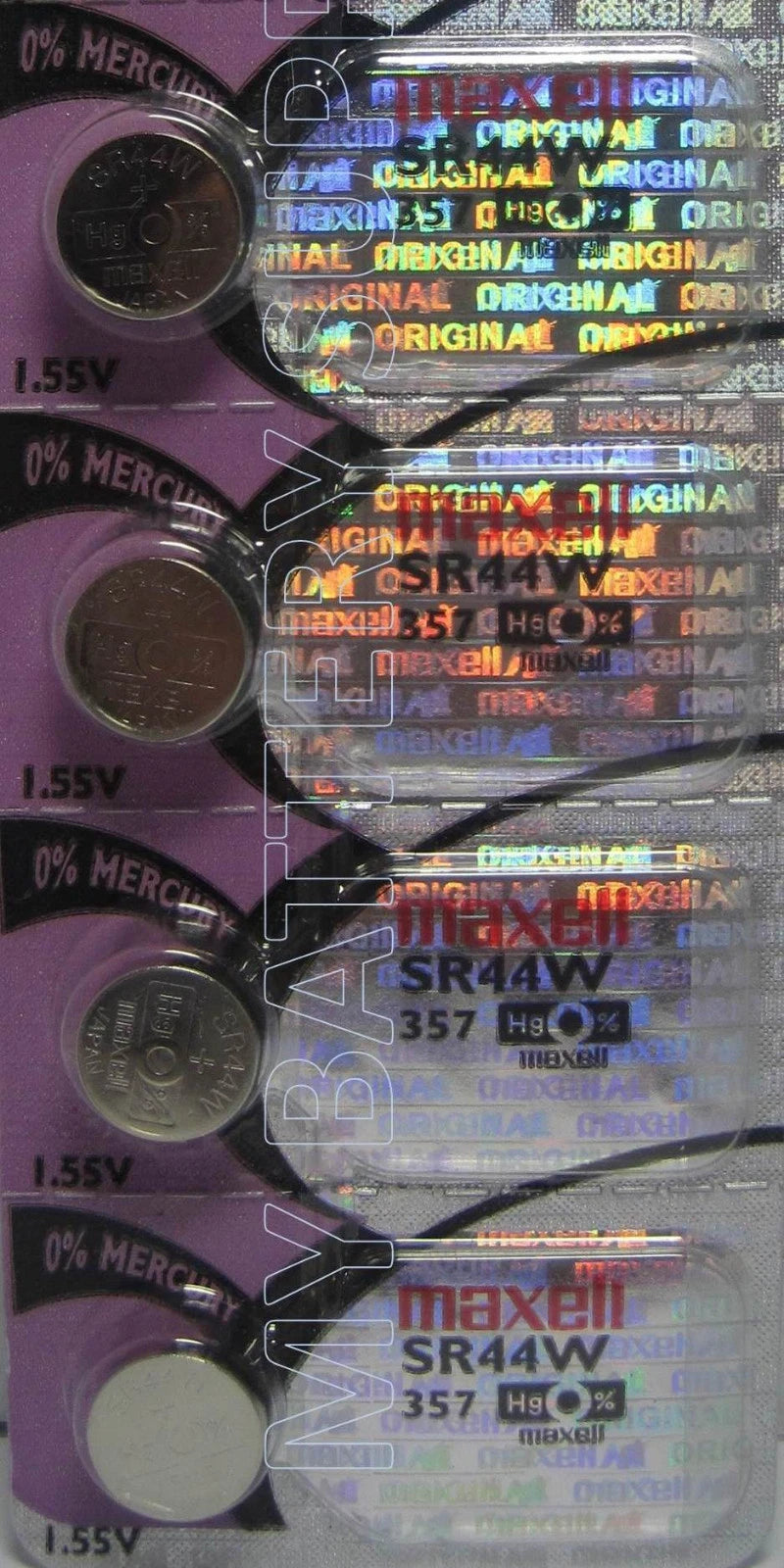 4 Original Maxell SR44W Button Batteries