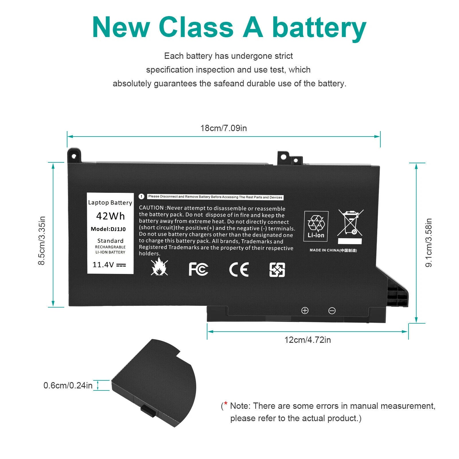 Lot 1-50X DJ1J0 Battery For Dell Latitude 12 7000 7280 7480 451-BBZL PGFX4 42Wh