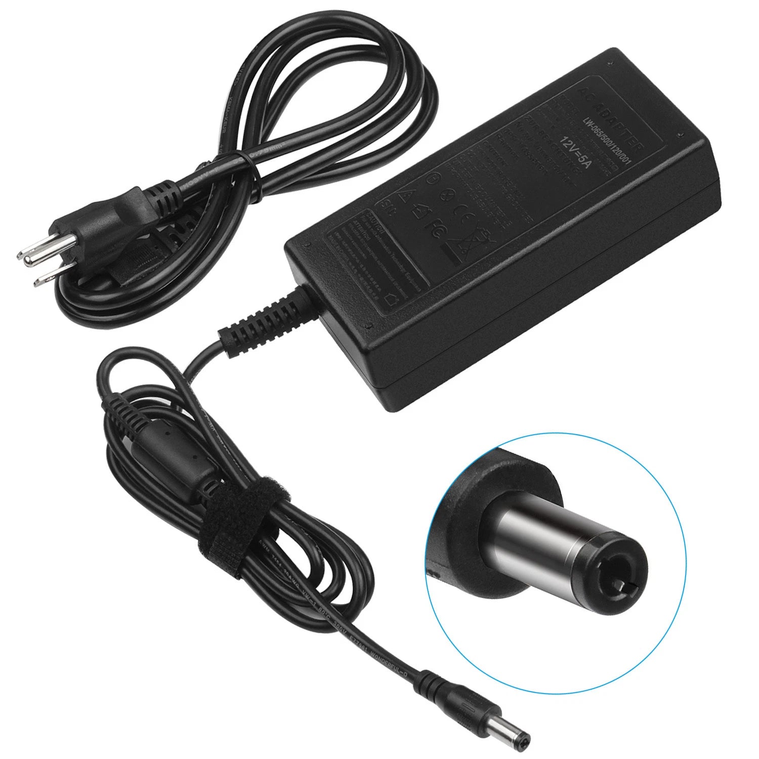 3-prong AC to DC 12V 5A(5000Am) Adapter,60W Switching Charger Power Supply