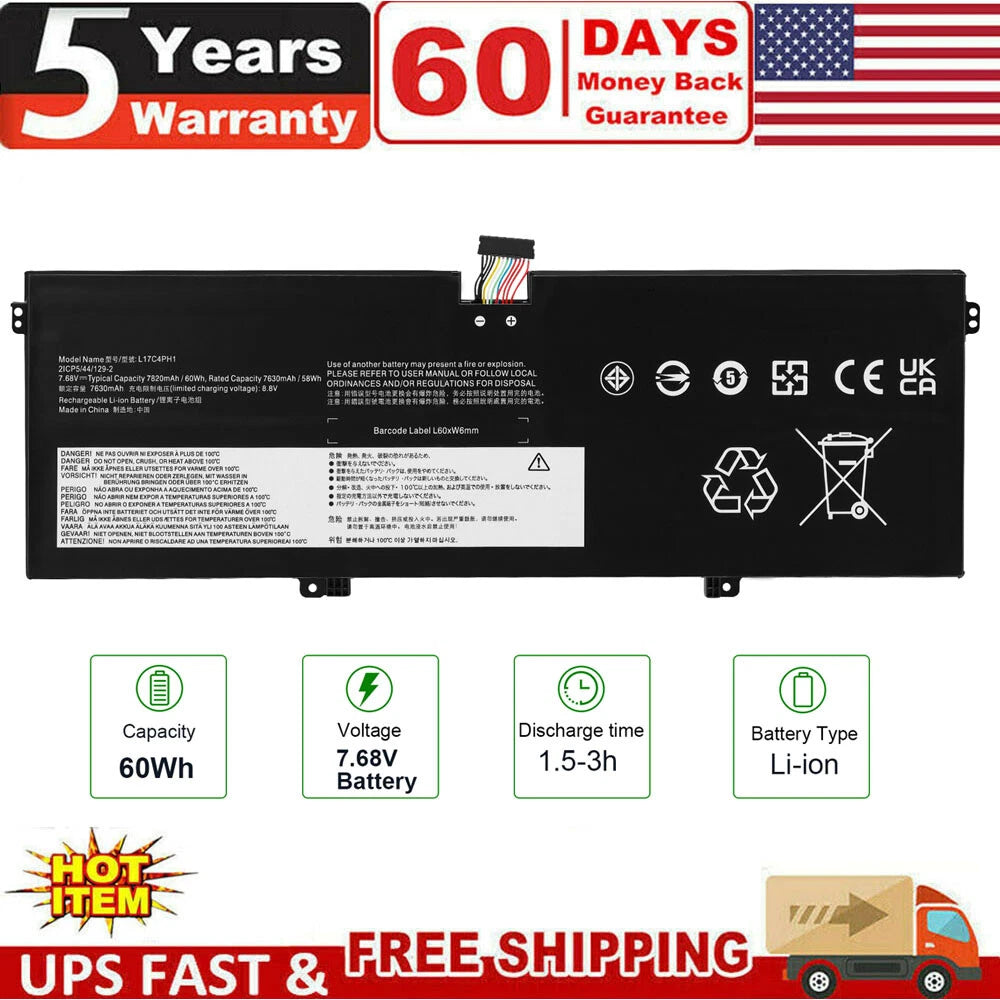 ?Battery for Lenovo Yoga C930-13IKB C930-13IKB-81EQ 81EQ000HGE 60Wh L17C4PH1