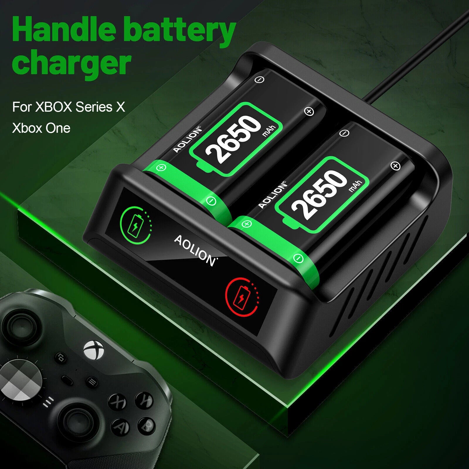 For XBOX ONE Controller Battery Charging Dock + 2x Rechargeable Battery Pack