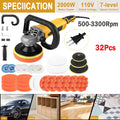 ??2000W Rotary Car Polisher Buffer Sander w/ 5" 6"7"Polishing Machine Waxer Pad
