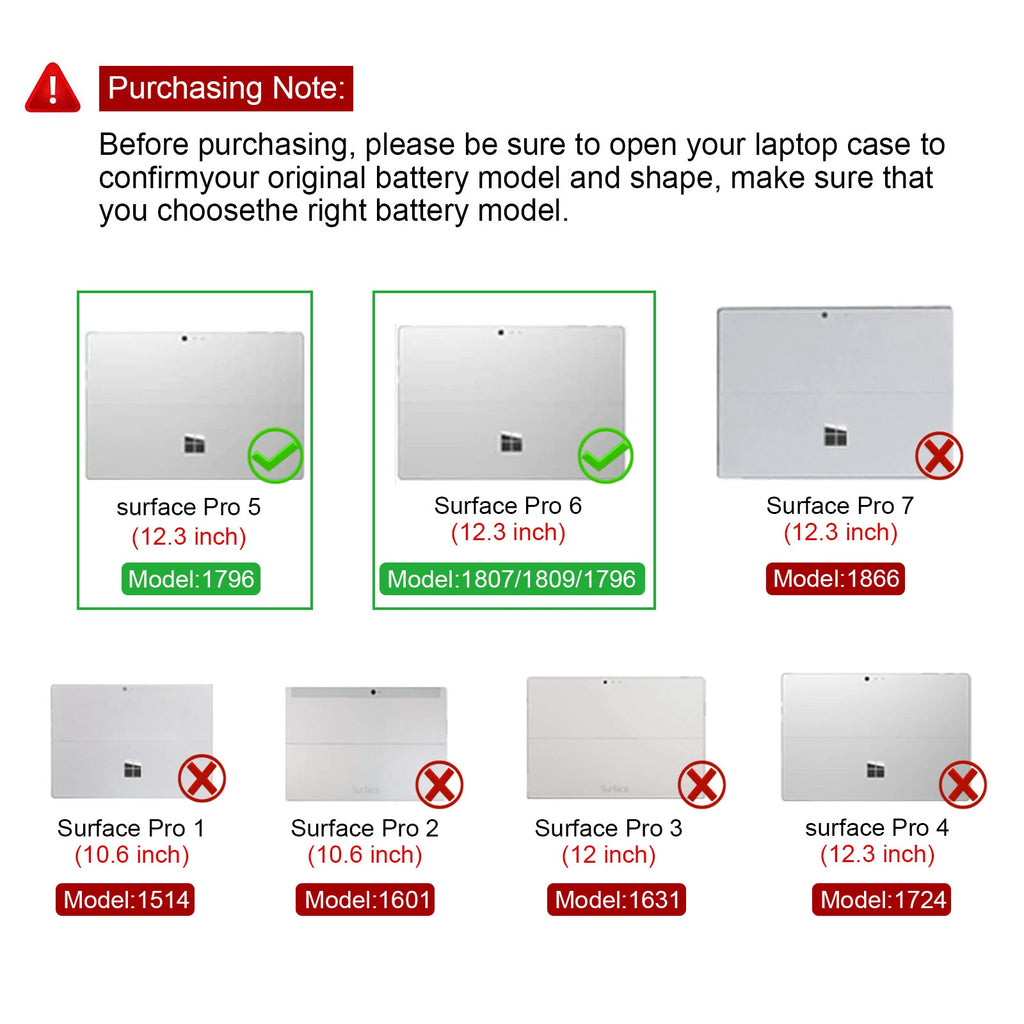 ?G3HTA038H Battery for Microsoft Surface Pro 5 6 1796 2-IN-1 2017 2018 DYNM02