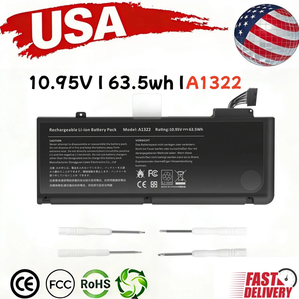 A1322 Battery For Apple MacBook Pro 13" A1278 Mid 2009 2010 2011 2012 63.5Wh PC