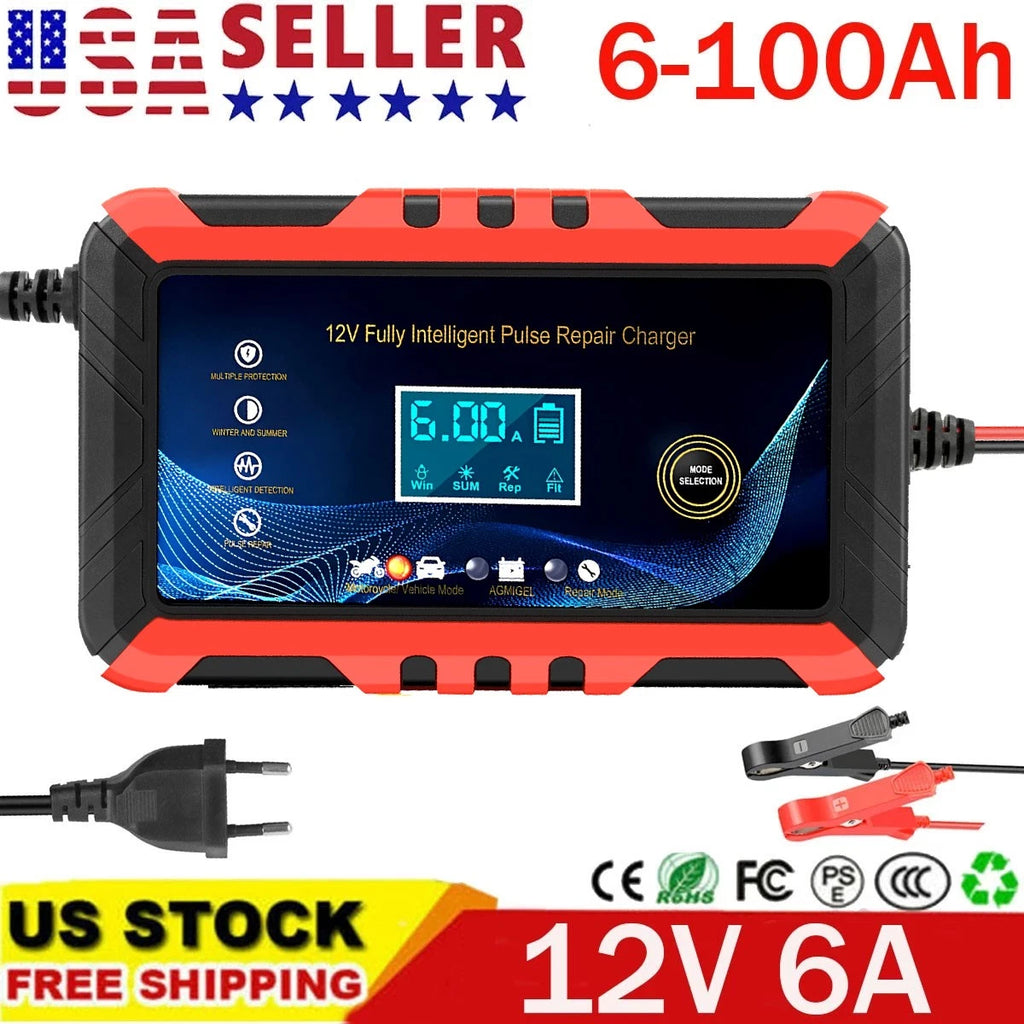 12V 6A Fully-Automatic Smart Car Battery Charger Maintainer Trickle Charger