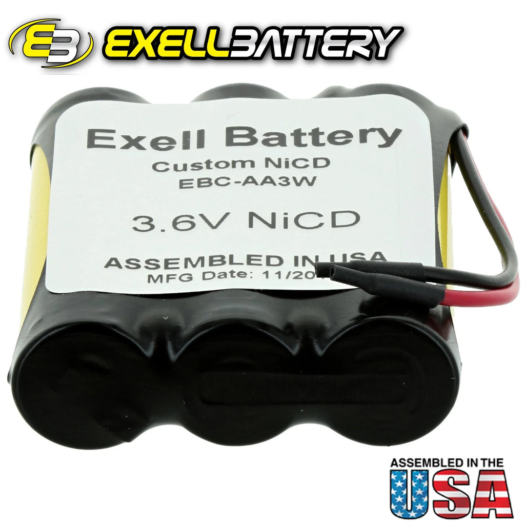 Exell 3.6V Custom NiCd 1000mAh Battery Pack w/ 5" AWG Bare Wire Leads