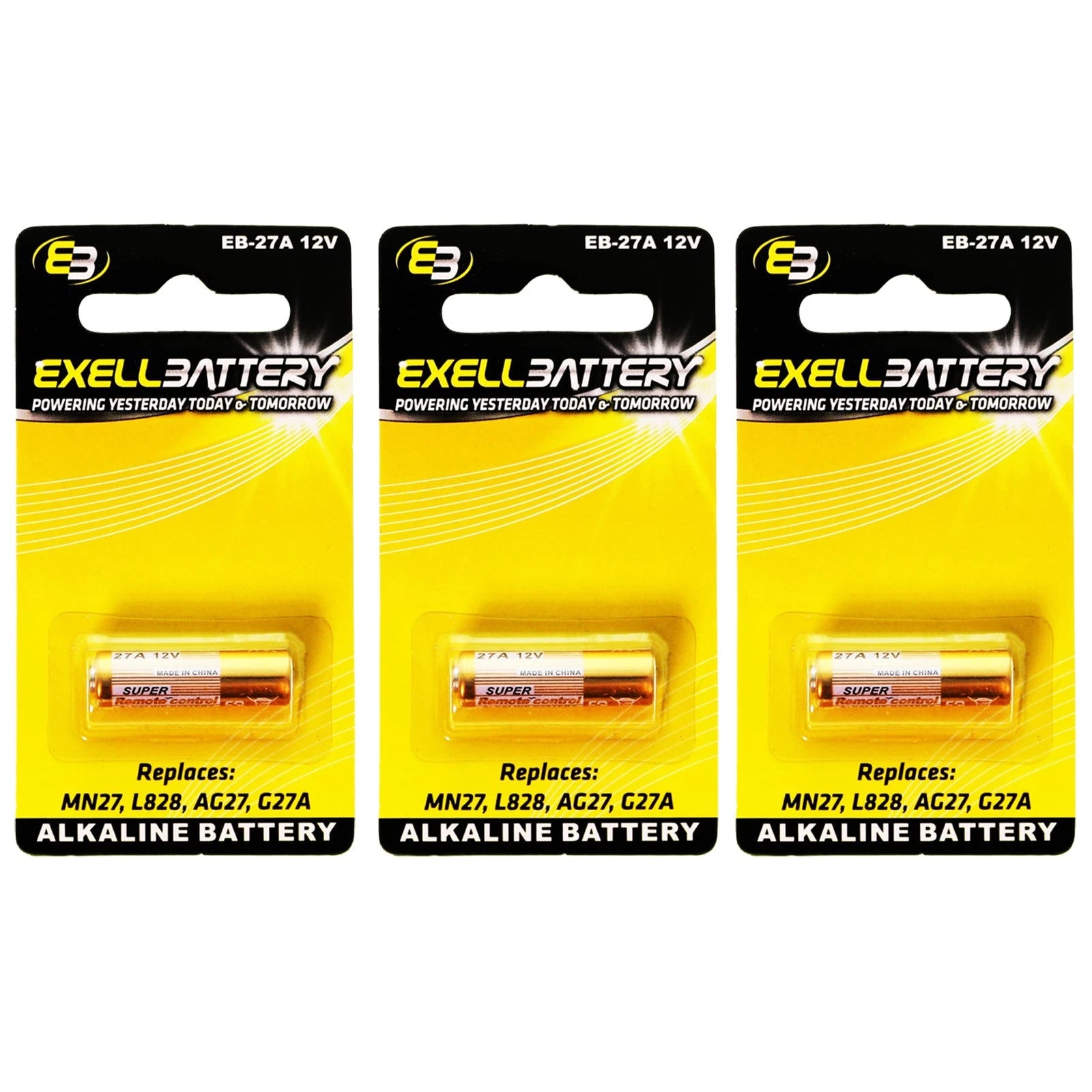 3x Exell EB-27A Alkaline 12V Battery Compatible With EL-812 EL812 G27A GP27A