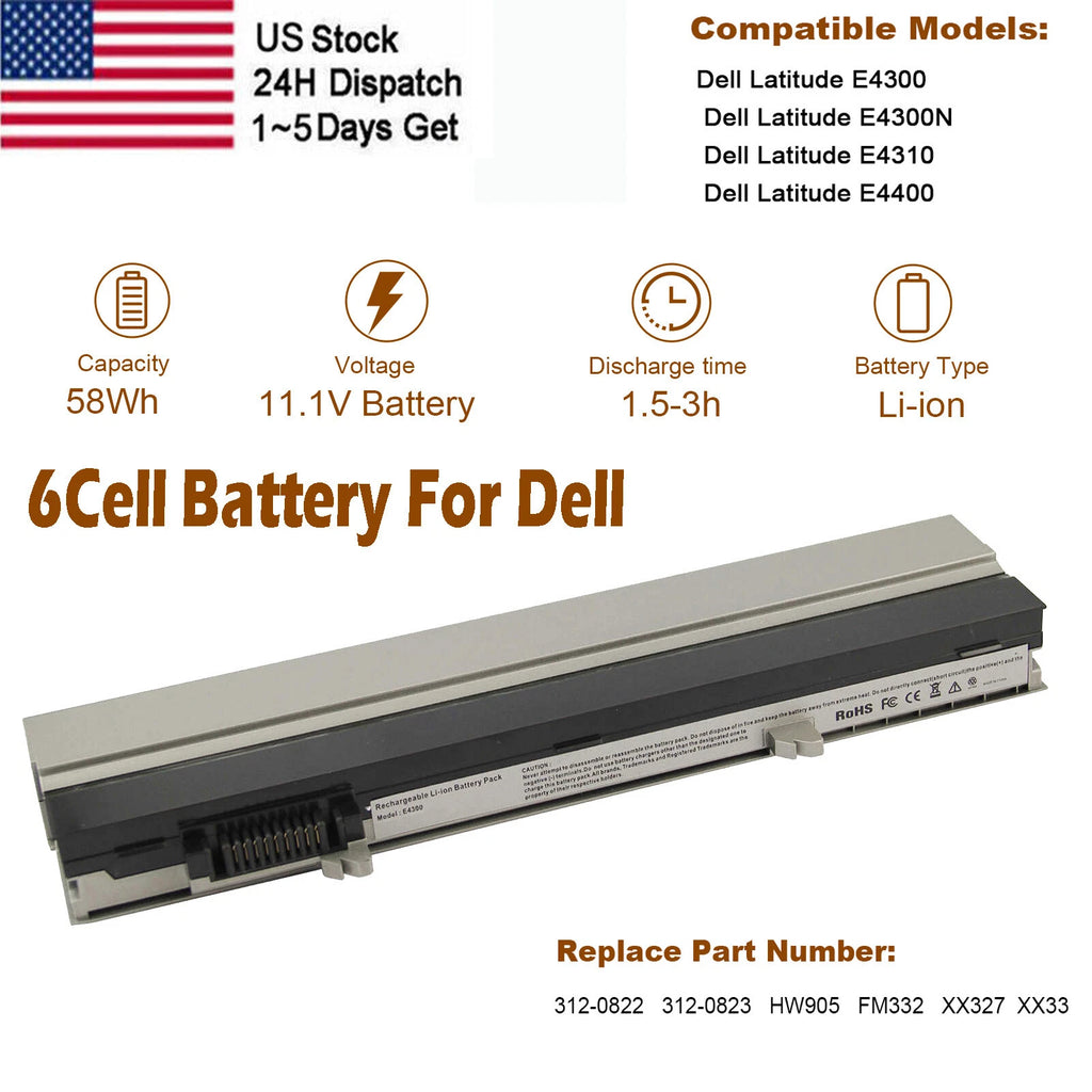 312-0822 Laptop Battery For Dell Latitude E4300 E4310 XX337 312-0823 0FX8X FM332