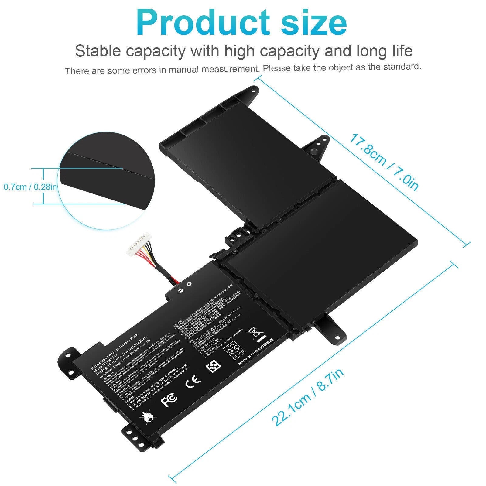 ?B31N1637 Battery For Asus VivoBook F510U S15 S510U X510U X541U X542U 42Wh