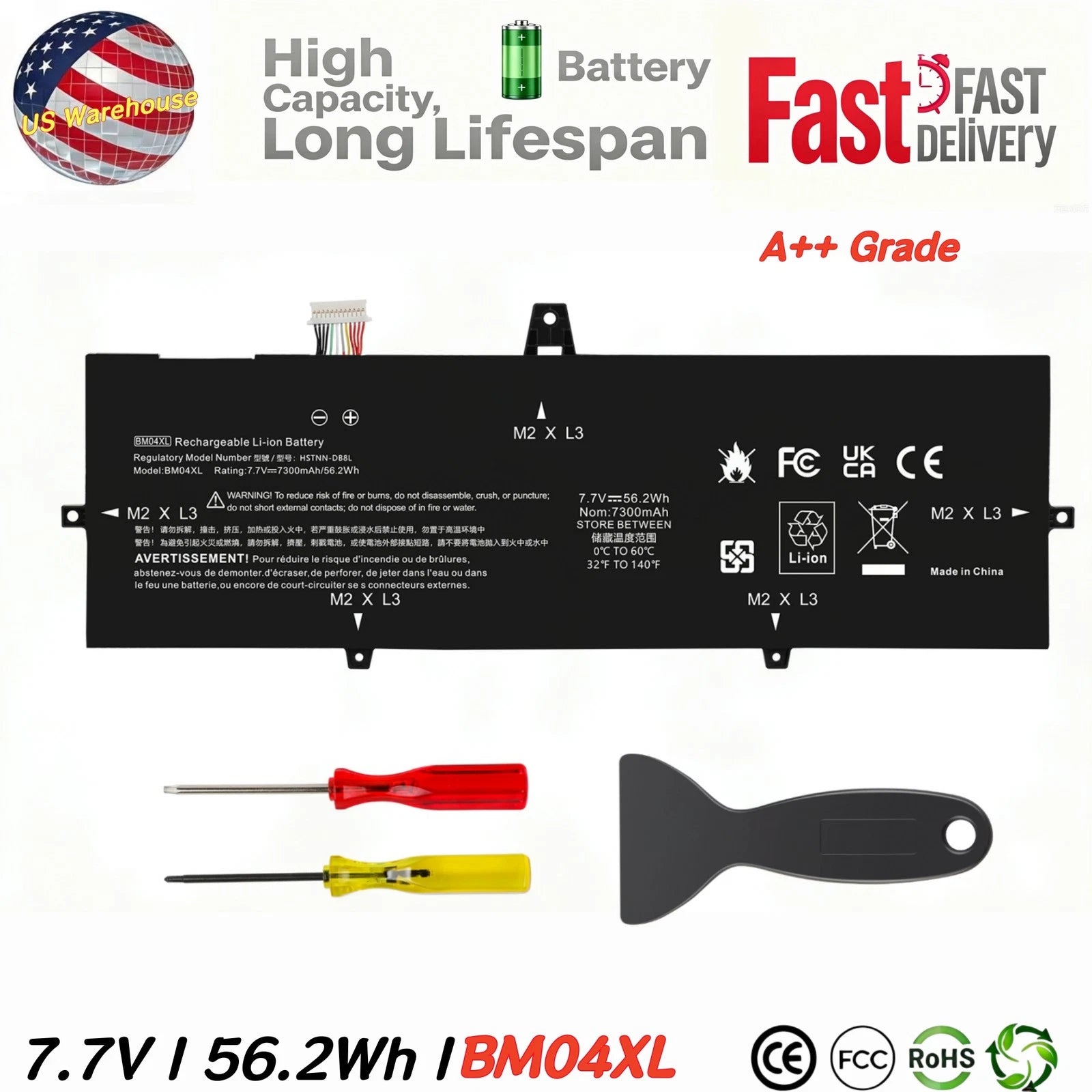 BM04XL Battery 56.2wh for HP Elitebook X360 1030 G3 L02475-855 L02478-855