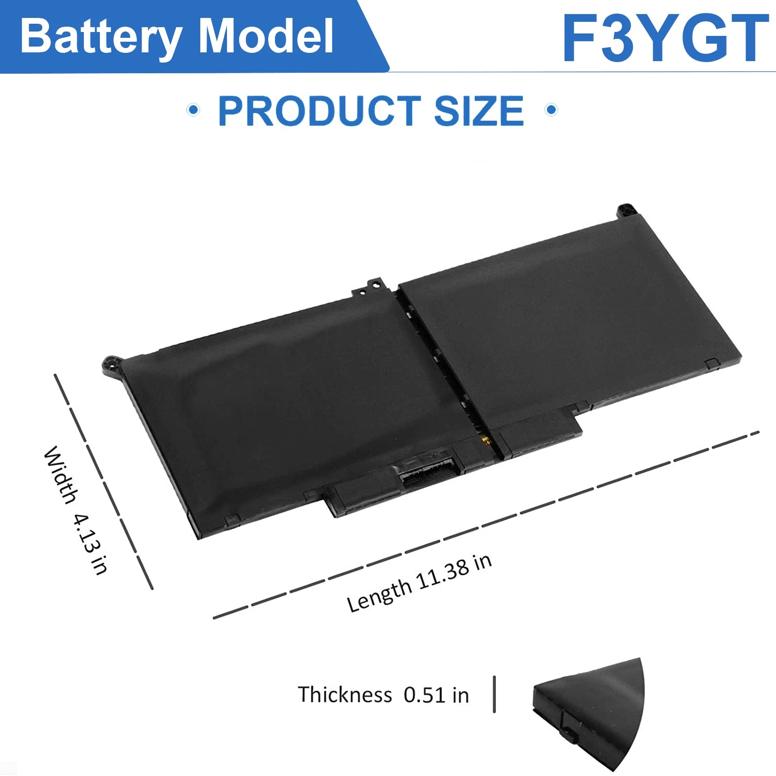 F3YGT Battery For Dell Latitude 12 13 14 E7280 E7480 7490 7380 7390 60Wh/Charger