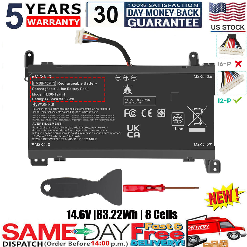 12Pin FM08 Battery for HP Omen 17-AN013TX 922752-421 HSTNN-LB8A TPN-Q195 Laptop