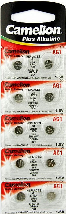 30 Pk Camelion AG1 364 LR621 531 SR60 1.5V Plus Alkaline Watch Battery