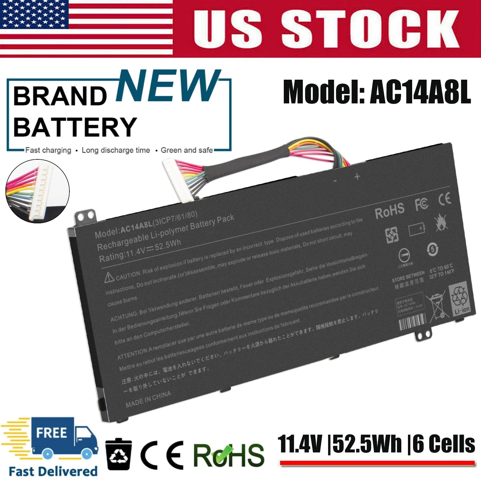 Laptop Battery for Acer Aspire V15 Nitro VN7-791 VN7-571G VN7-572G AC14A8L PC