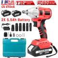 650N.M Cordless Electric Impact Wrench Gun 1/2'' High Power Driver 5.5Ah Battery