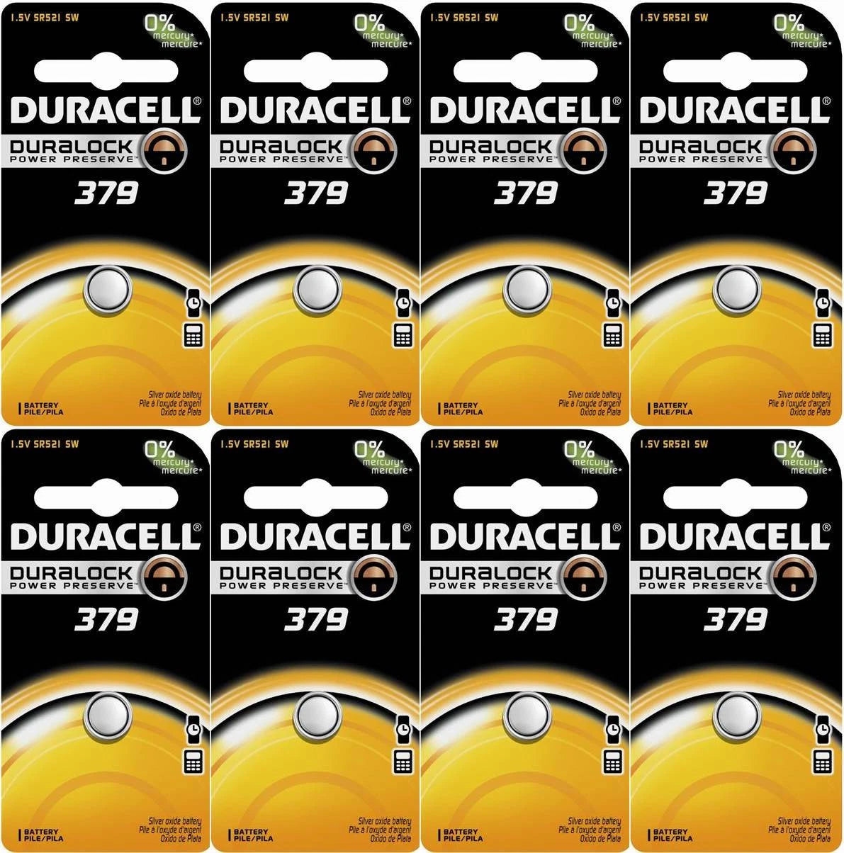 8 Duracell 379 - SR521SW Button Cell Batteries