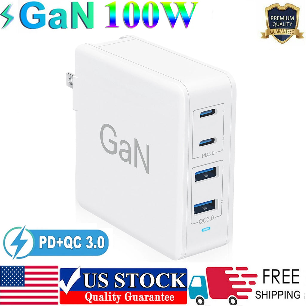 100W 4-Port USB-C Fast GaN Wall Charger For MacBook,iPhone,iPad,Samsung Galaxy