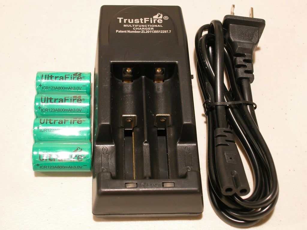 6 CR123A BATTERY 3v RECHARGEABLE + TRUSTFIRE TR-001 CHARGER