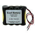 Exell 4.8V Custom NiCd 1000mAh Battery Pack w/ 5" AWG Bare Wire Leads