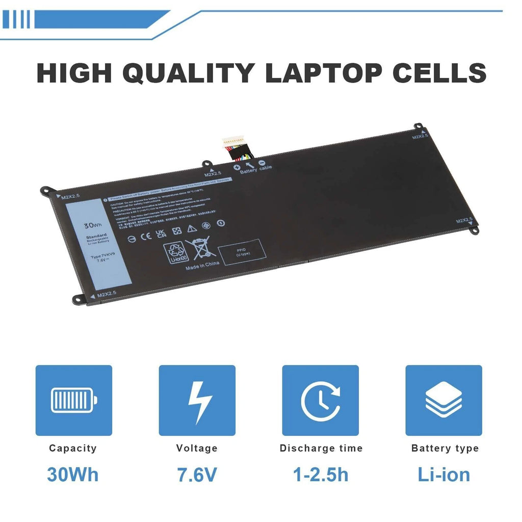 7VKV9 battery For Dell XPS 12 9250 Latitude 12 7275 Notebook 9TV5X 7.6V 30WH
