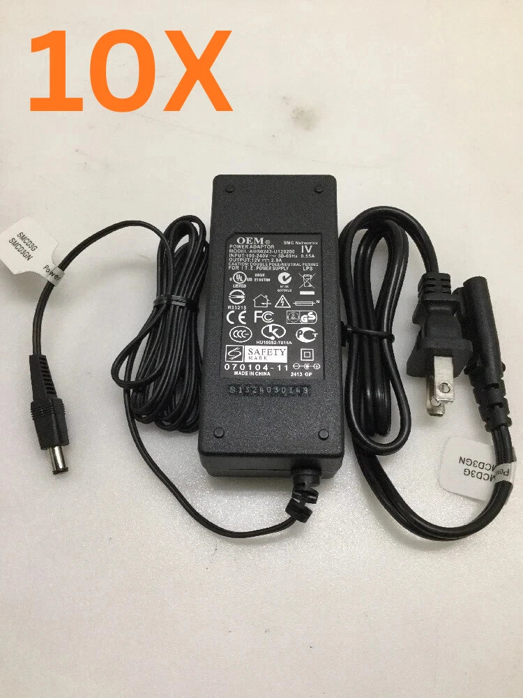LOT OF 10 OEM 12V 2.0A AC Adaptor Power Charger Input 100-240V ADS0243-U120200
