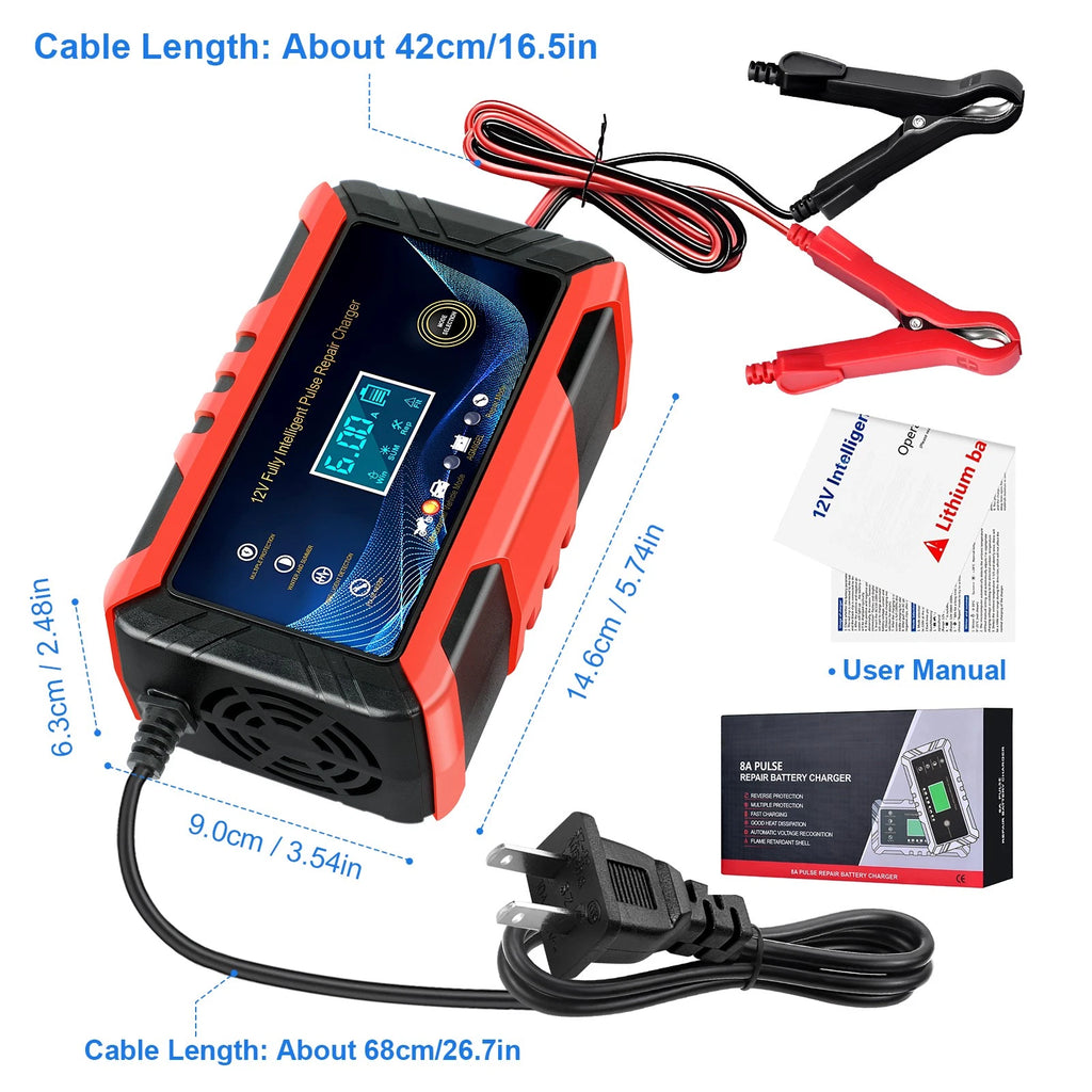 12V 6A Fully-Automatic Smart Car Battery Charger Maintainer Trickle Charger