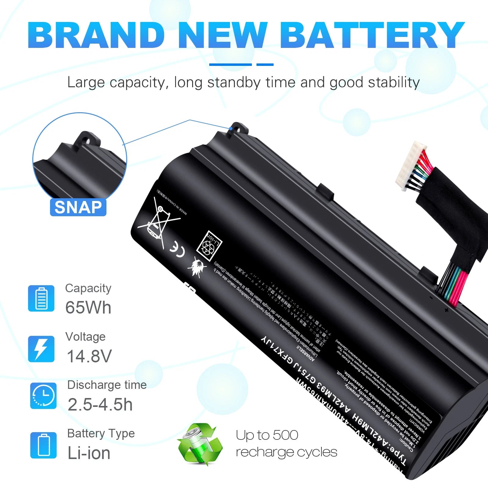 A42N1403 A42LM9H Battery For ASUS G751 G751J G751J-BHI7T25 A42LM93 4ICR19/66-2