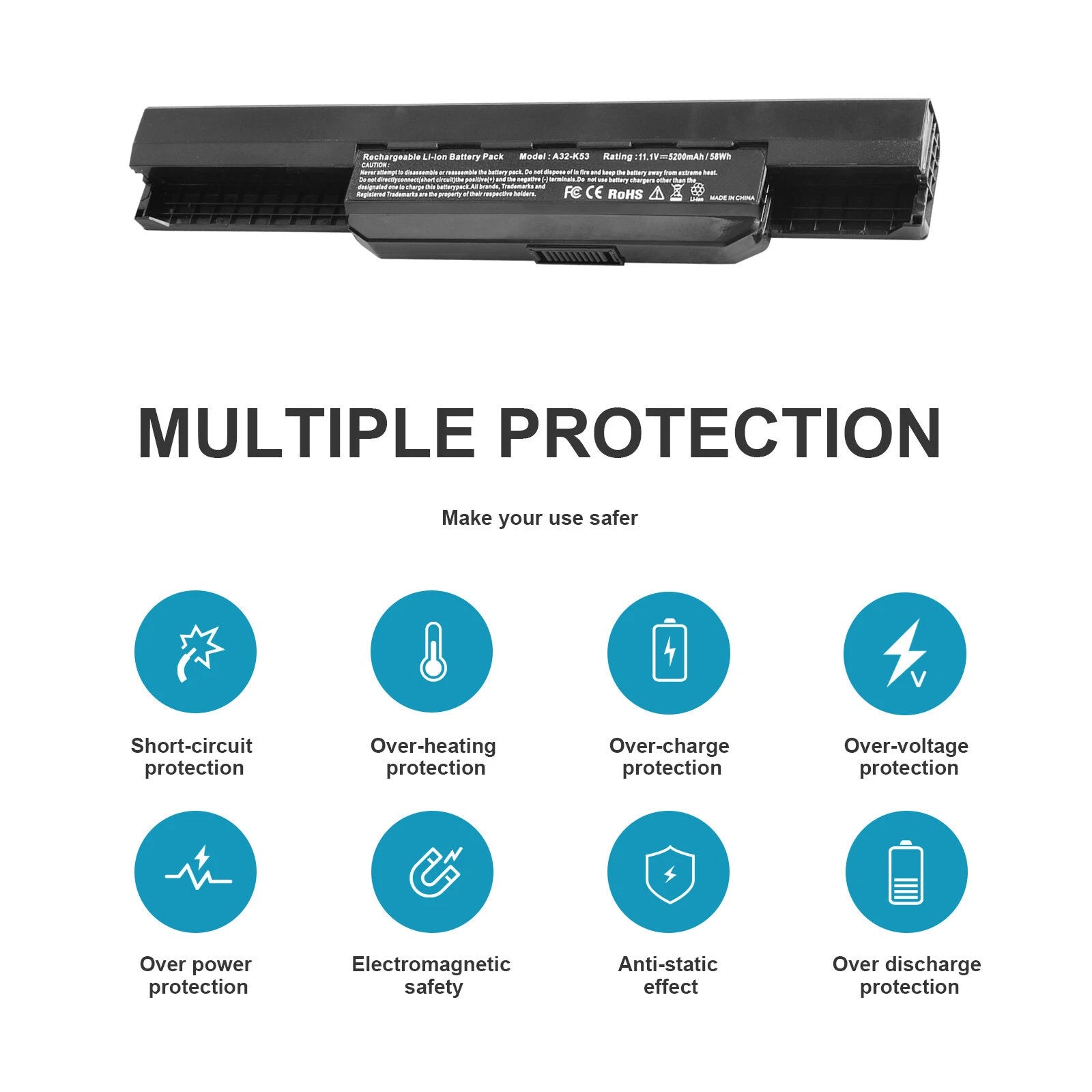 Replacement Battery for Asus A32-K53 A41-K53 for ASUS K53 K53E X54C X53S/Charger