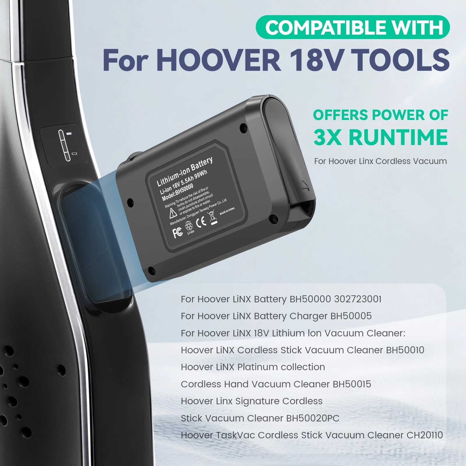 Li-ion Battery BH50000 For Hoover LiNX Cordless Stick Vacuum Cleaner BH50010