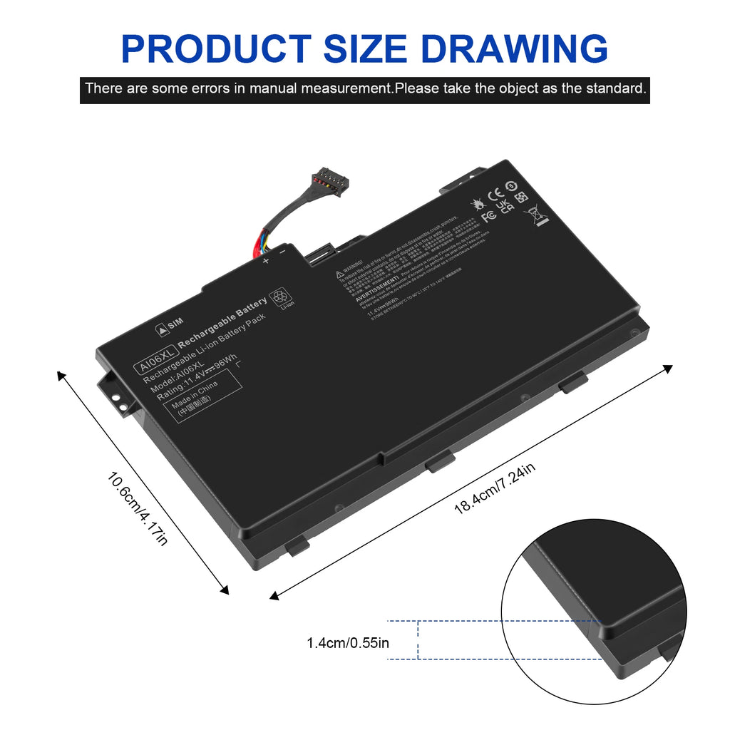 Battery AI06XL For HP ZBook 17 G3 808451-001 808451-002 HSTNN-LB6X 11.4V 96Wh US