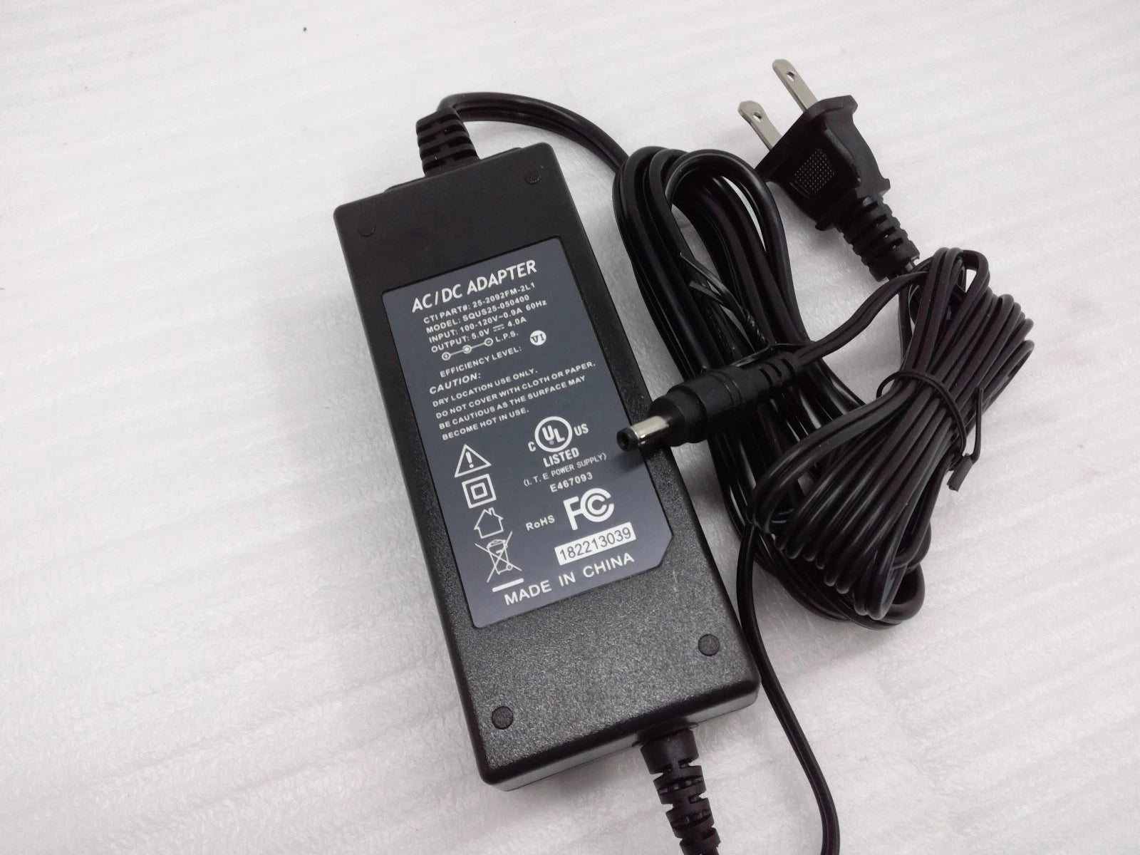 Lot of 5 AC Power Adapter SQUS25-050400 5V 4A CTI#25-2092FM-2L1 4.0*1.7*9.5mm