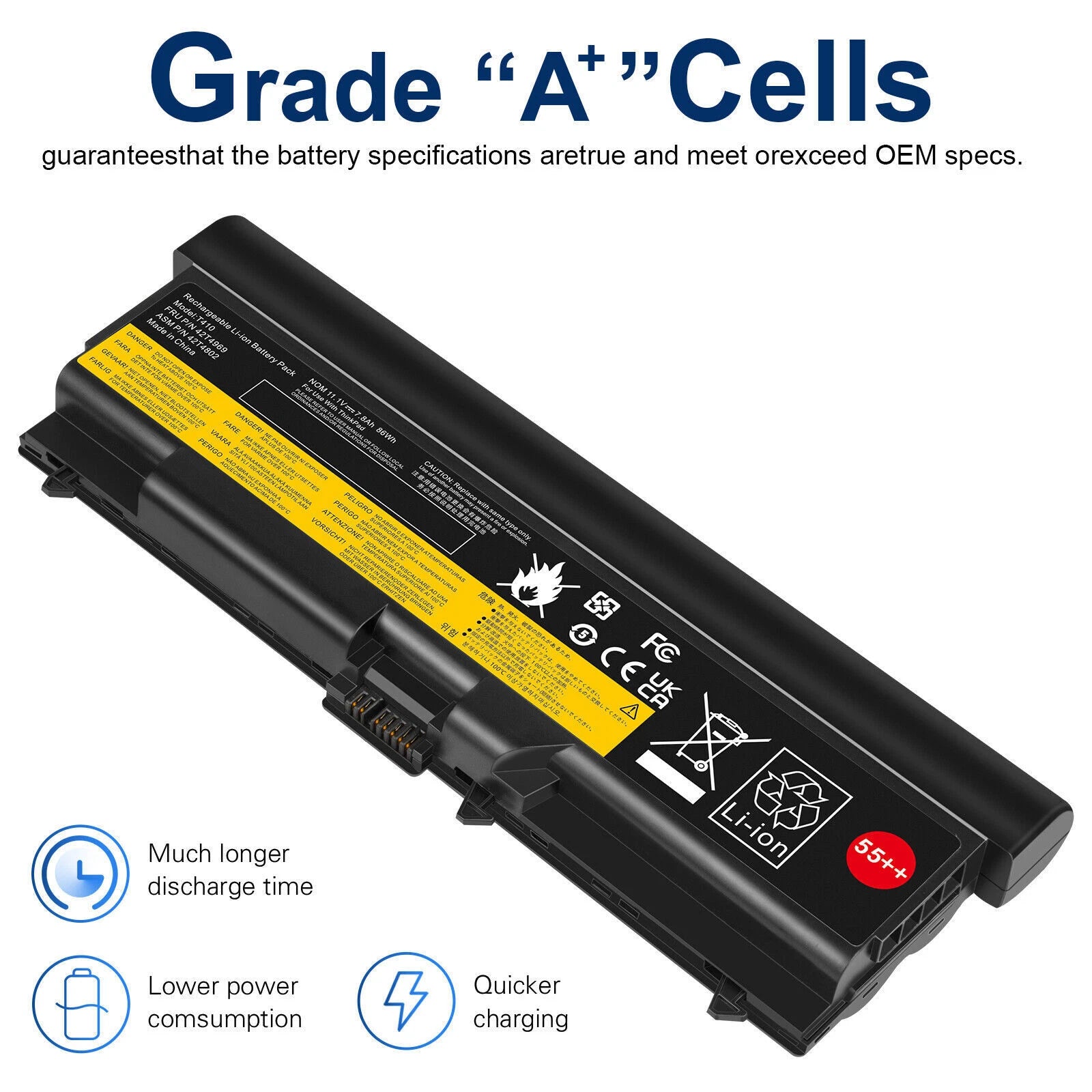 Battery for Lenovo Thinkpad T410 T420 T510 T520 SL410 SL510 Power Supply 7800mAh
