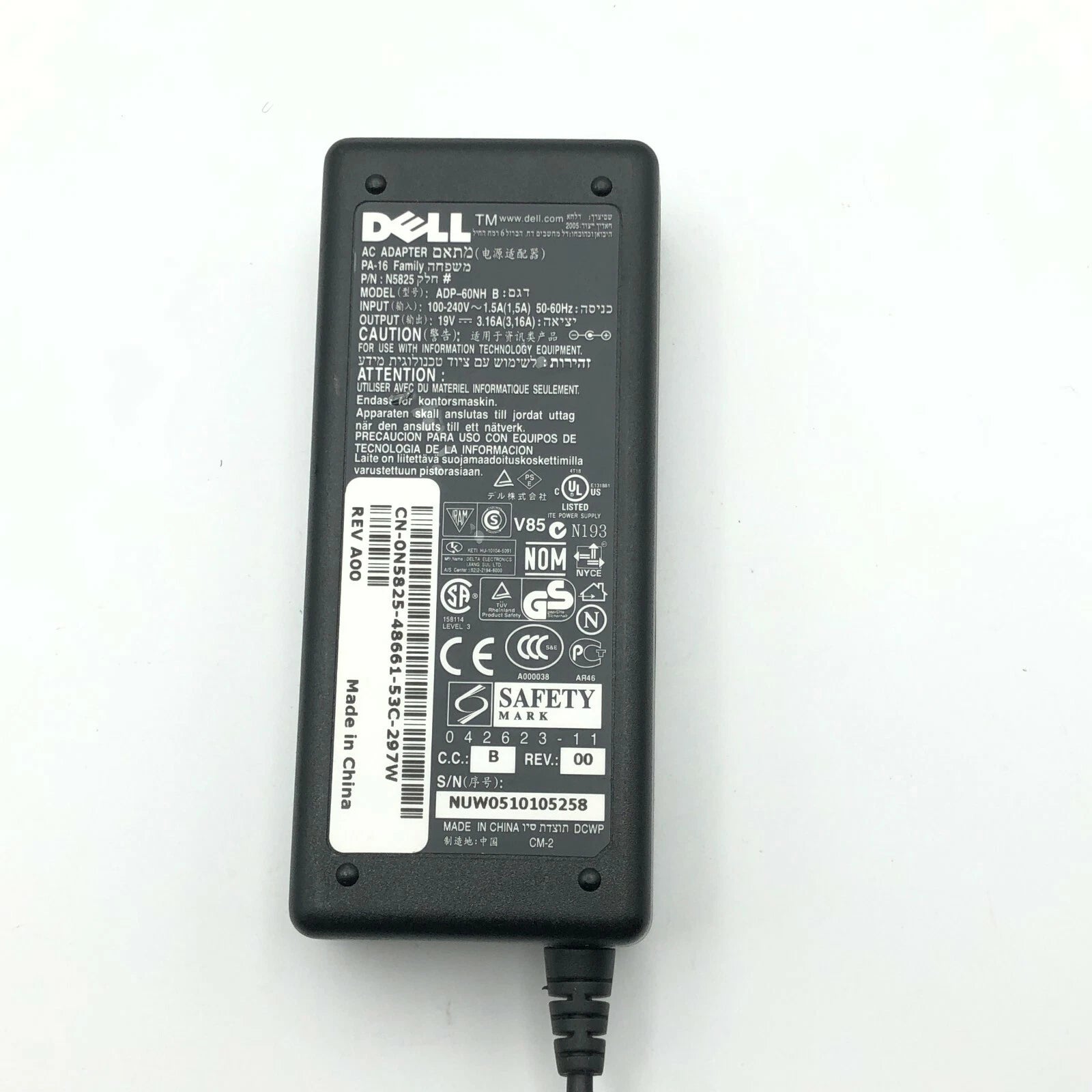 NEW Genuine 60W Dell ADP-60NH B AC Adapter 19V 3.16A Charger N5825