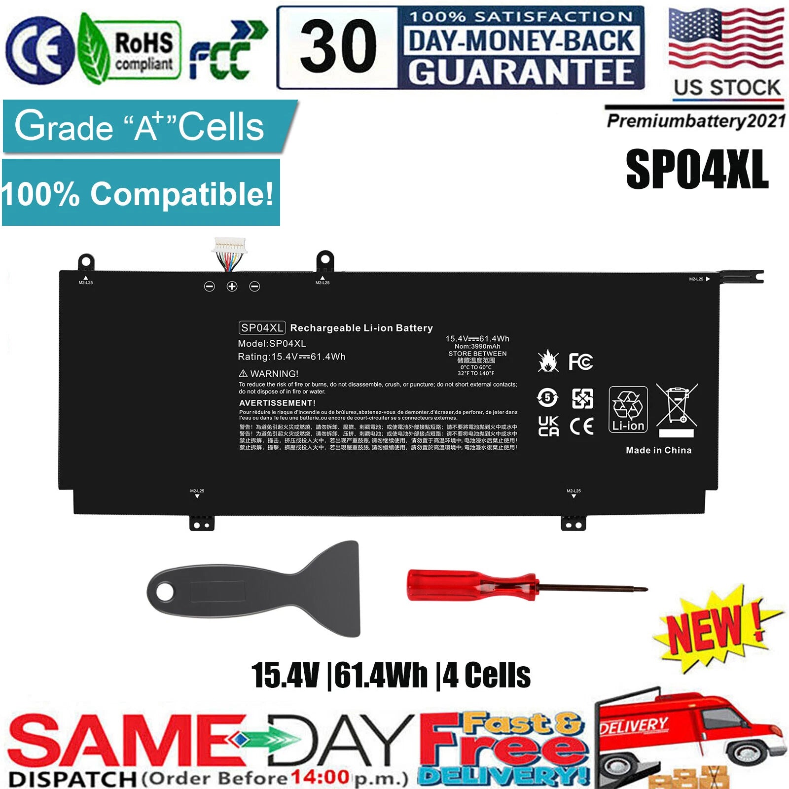 SP04XL Laptop Battery for HP Spectre X360 13-AP HSTNN-OB1B L28538-AC1 L28764-005