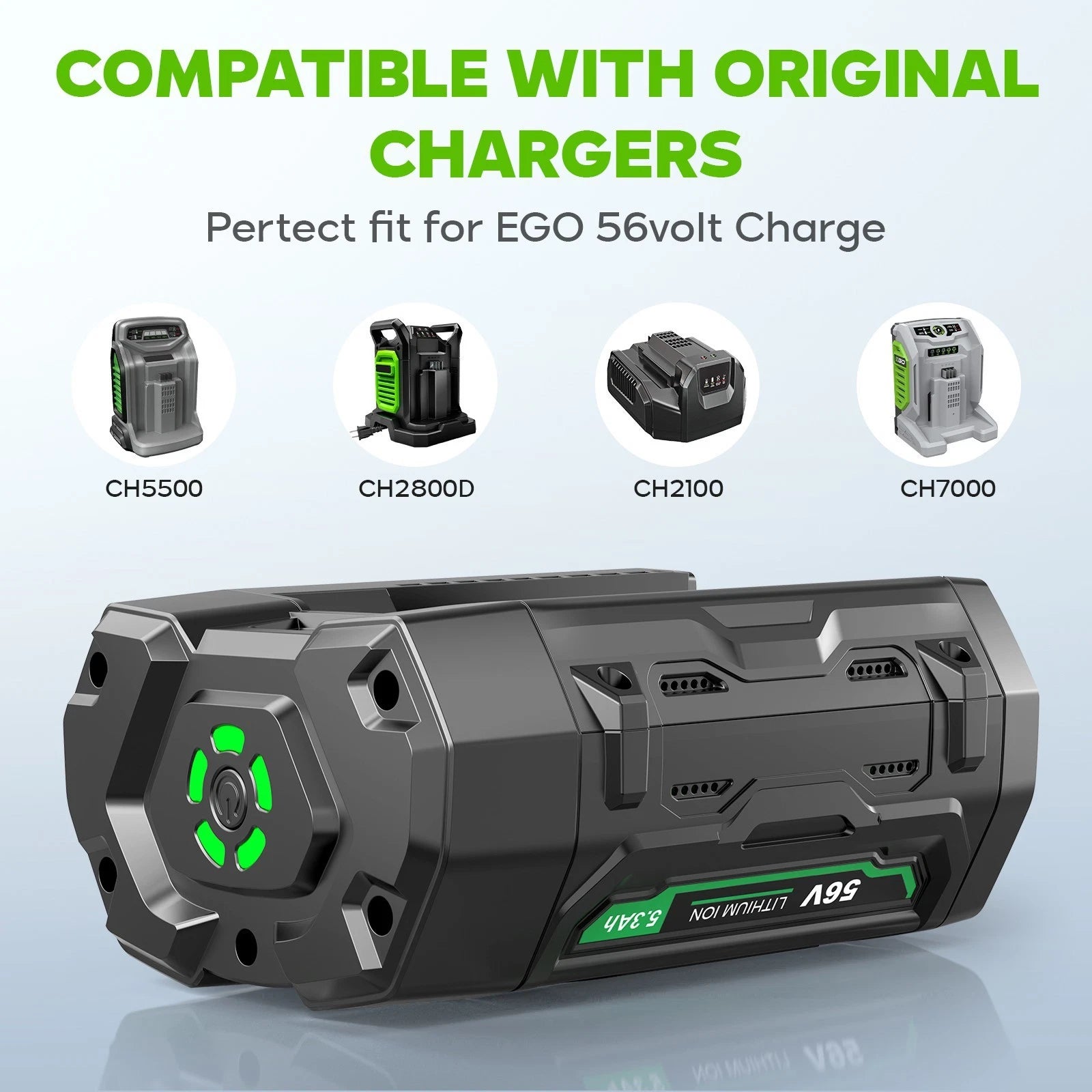 5000mAh Replacement Battery For EGO POWER+ 56V BA2800T BA2800 BA1400T BA4200E US