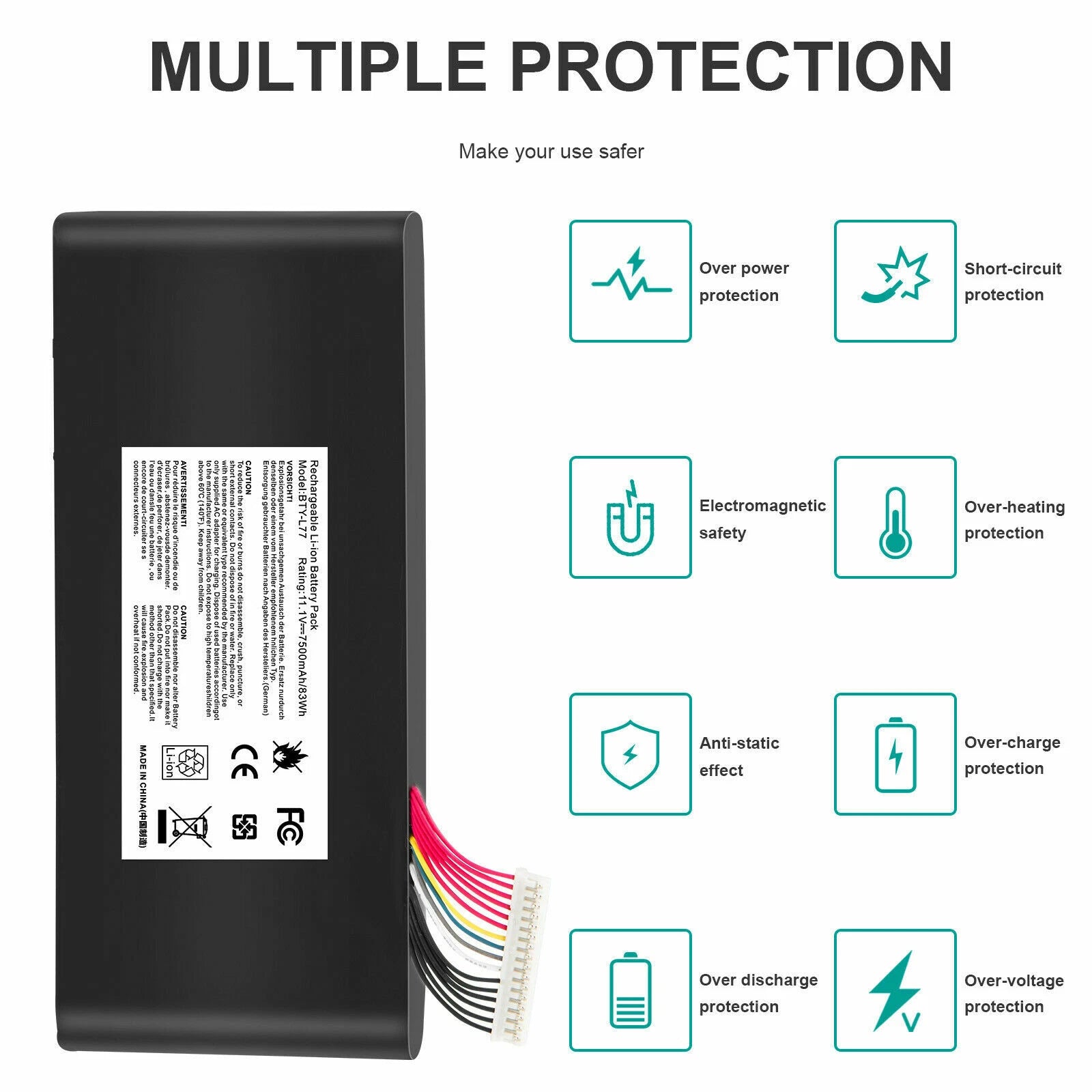 BTY-L77 New Battery for MSI GT72 2QD 2QE GT72S 6QE GT72VR WT72 MS-1782 MS-1785
