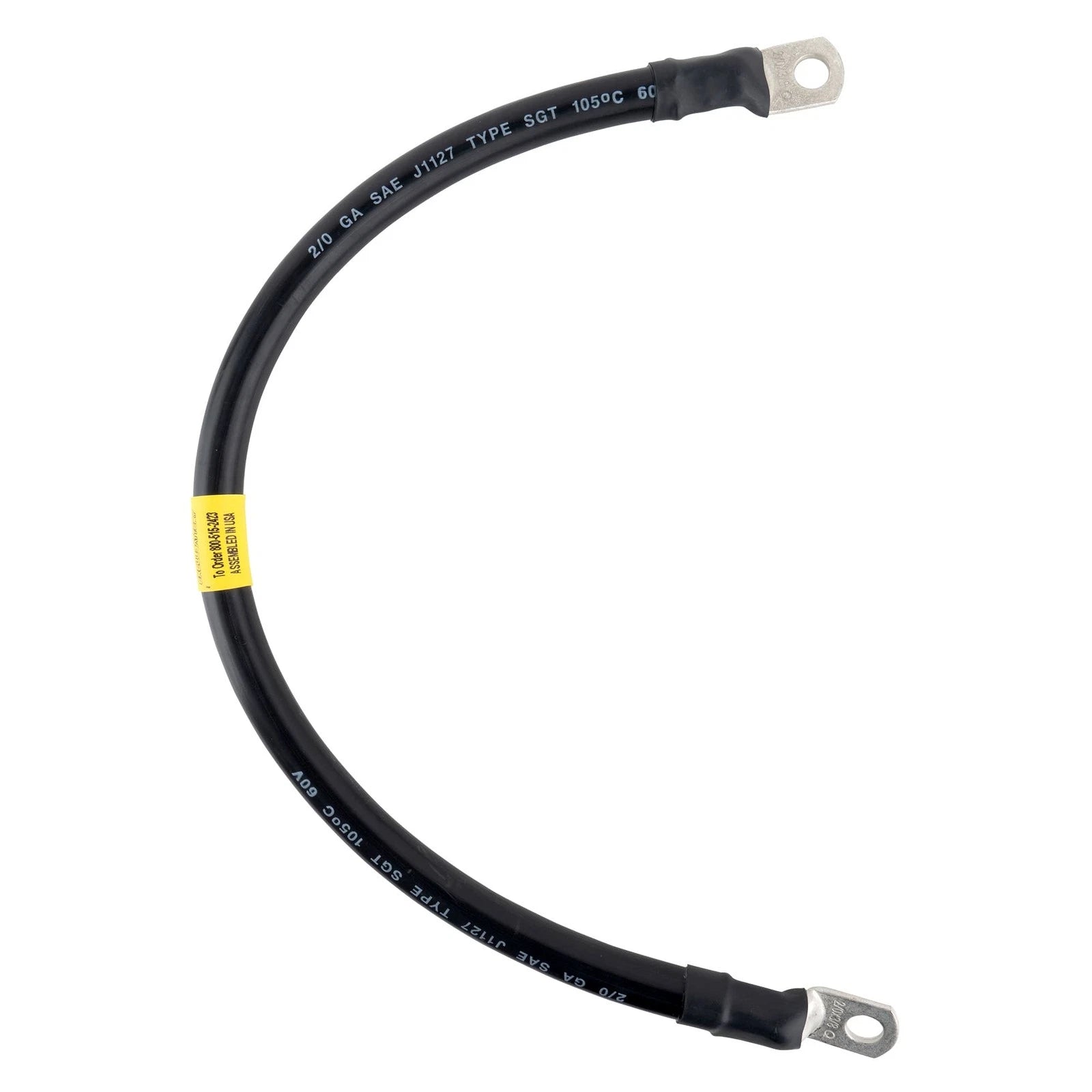 2/0 Black Battery Interconnect Cable 18" with 3/8" Lugs ASSEMBLED IN USA