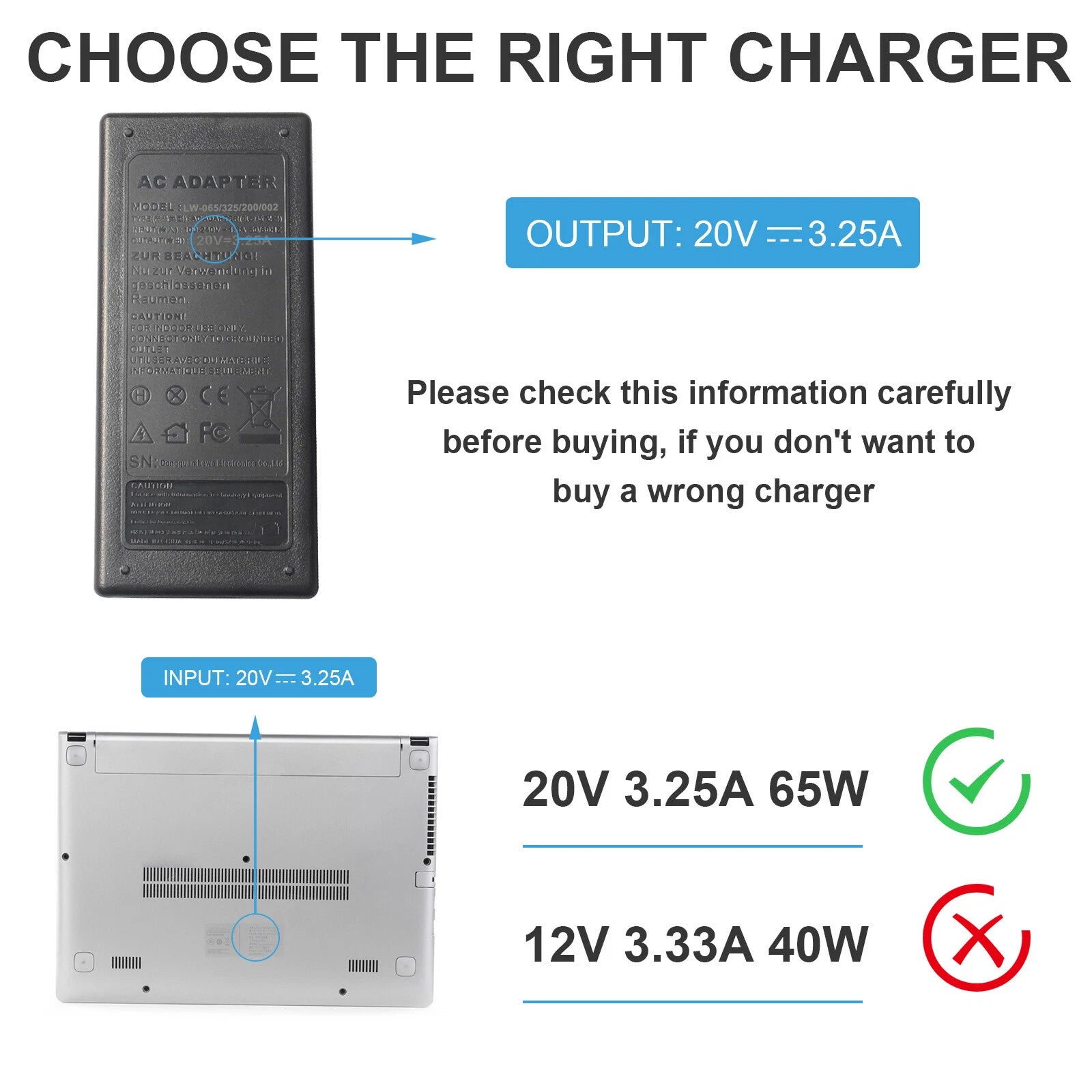 65W AC Adapter Laptop Charger for Lenovo Thinkpad E545 T530 T61 X140e X230 7.5mm