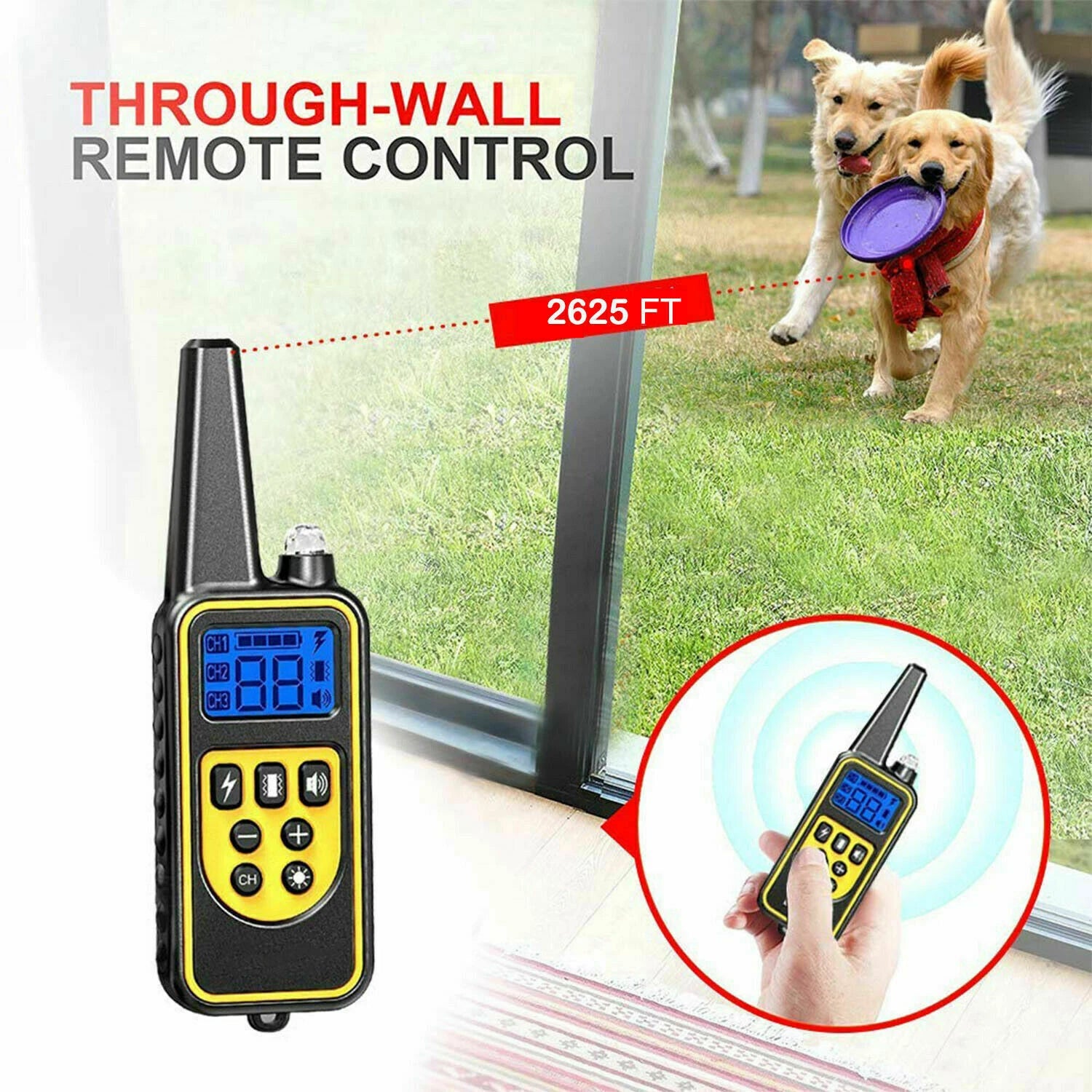 3000ft Dog Training Electric Shock Training Collar Dogs Vibration Sound E-Shock