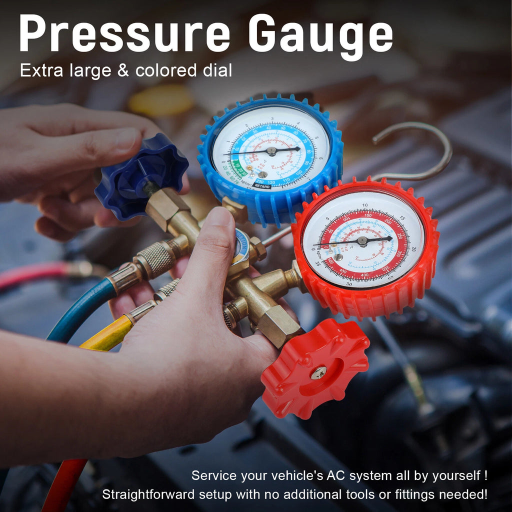 HVAC A/C Air Refrigeration Kit AC Manifold Gauge Set Brass R134A R502 R22 R12