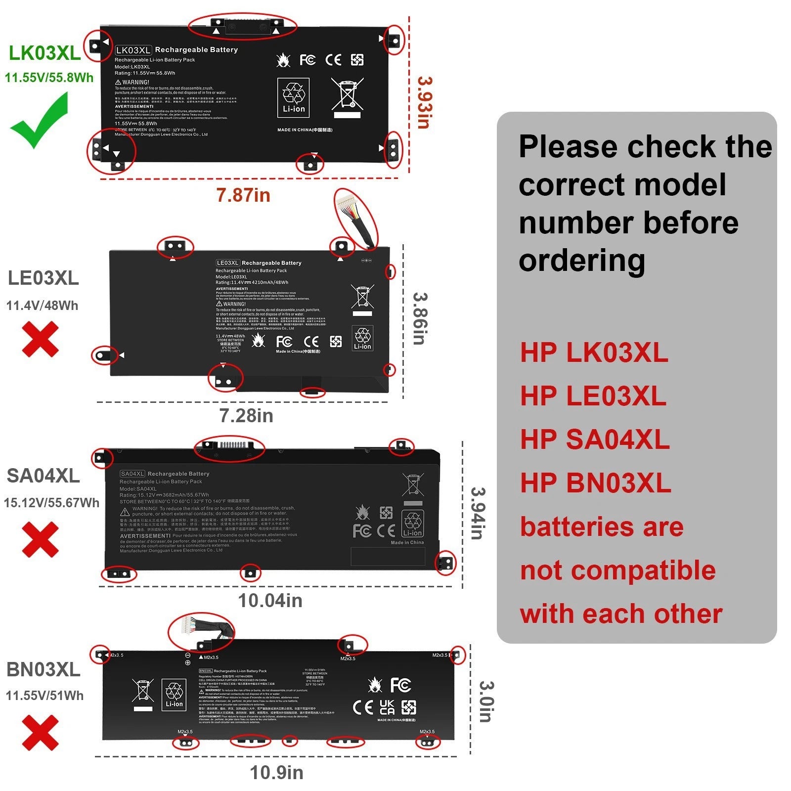NEW LK03XL Battery For HP ENVY X360 15-BQ 15m-BP 17-AE 17-CE Series 916368-421