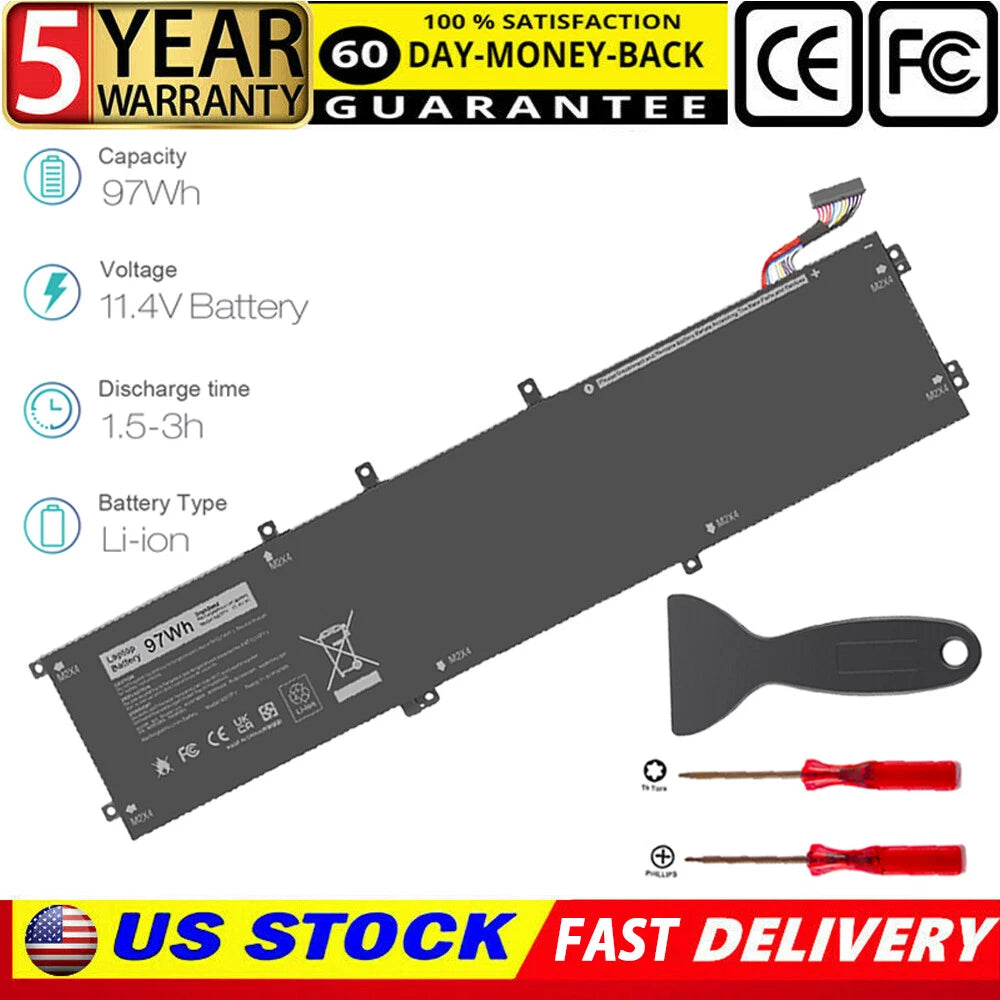 97Wh 6GTPY Battery For Dell XPS 15 9560 9570 Laptop GPM03 GPM03 5XJ28