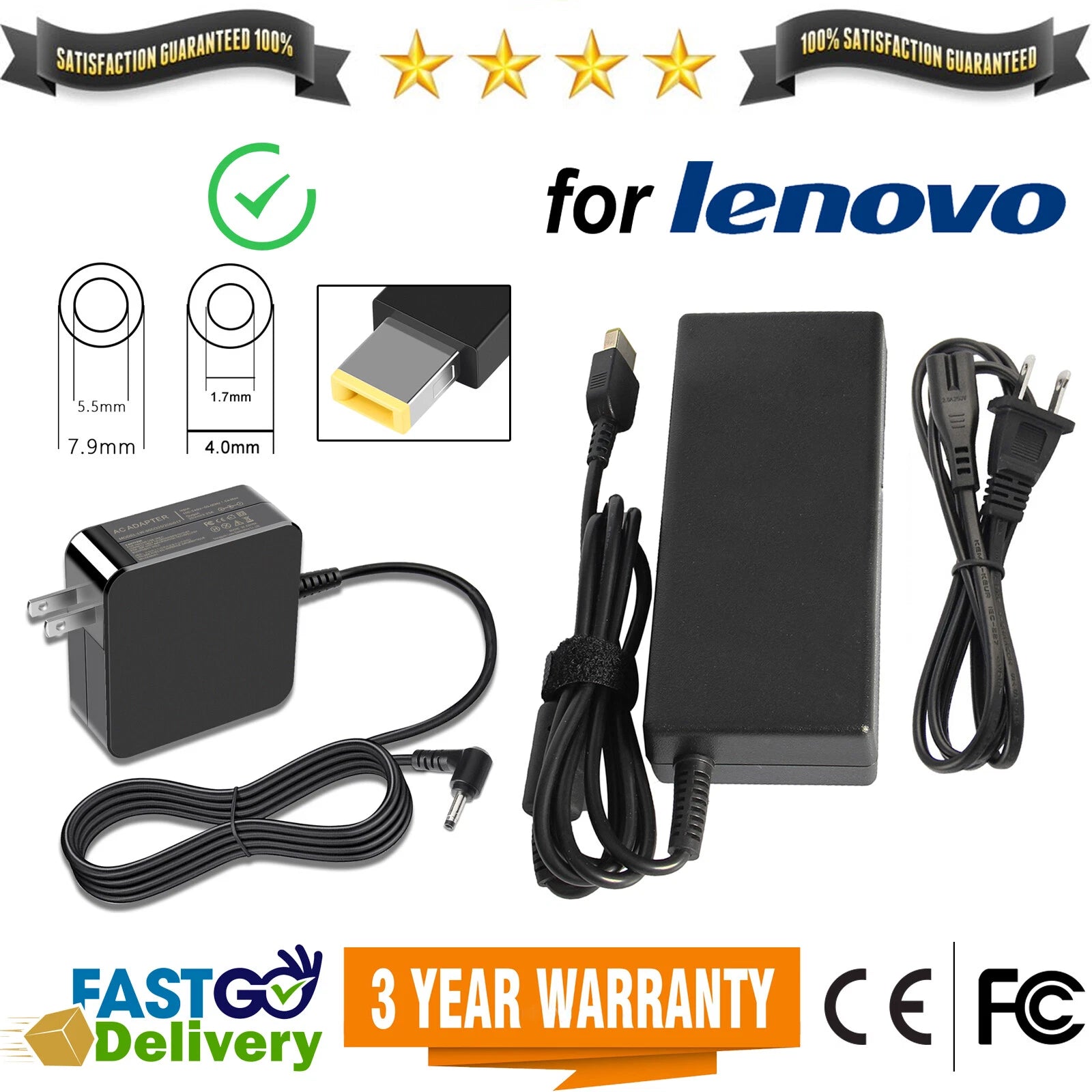 AC Charger Power Adapter for Lenovo IdeaPad Thinkpad Yoga Laptop Slim Tip Type-C