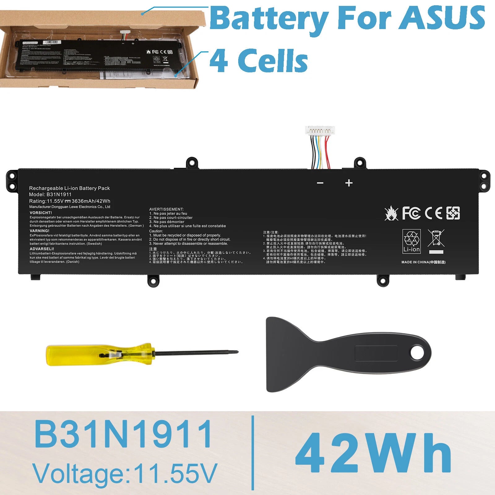 ?42Wh B31N1911 Battery For ASUS VivoBook Flip TP420 TM420 TP470 TM420UA C31N1911