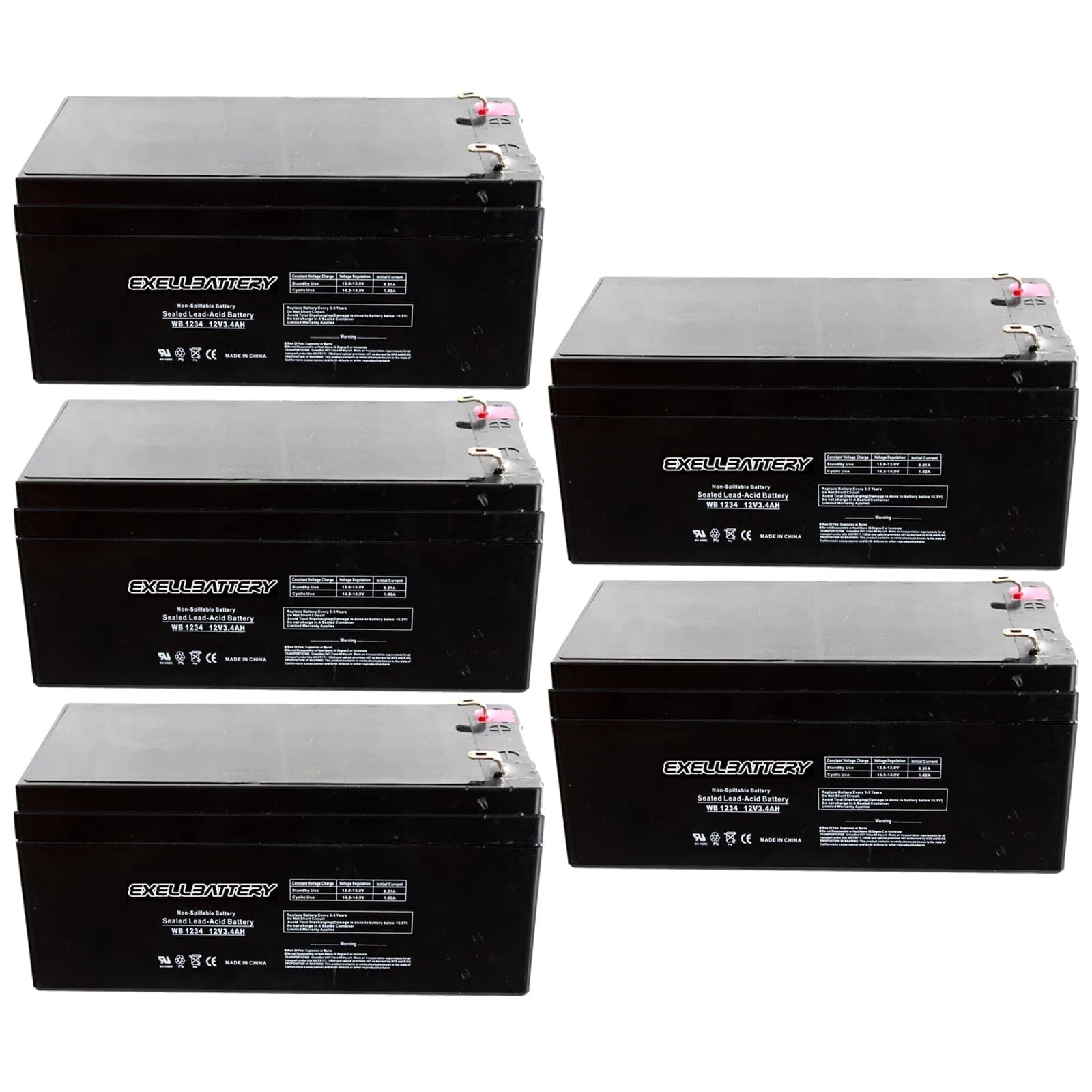 NEW 5pc 12V 3.4Ah SLA Battery EB1234 For UB1234, D5740, PS1230