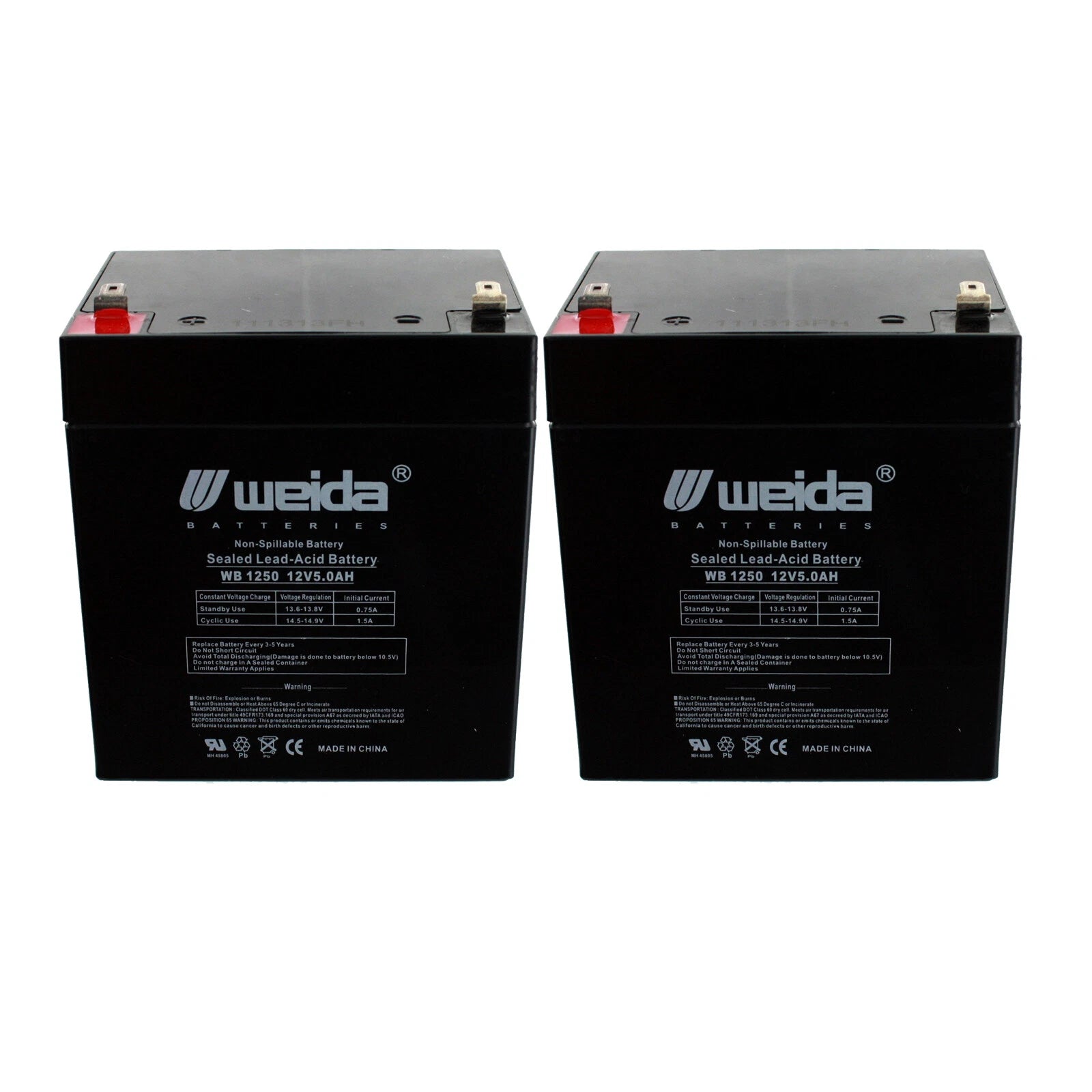 NEW 2pc 12V 5Ah SLA Battery WB1250F2 For UB1250, WKA12-5F, PS1250